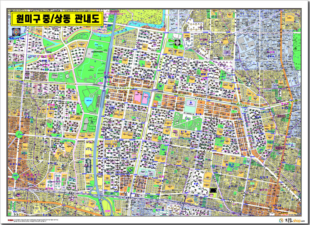 [행정]경기도 부천시 중동 상동 관내도 105cm x 75cm KY