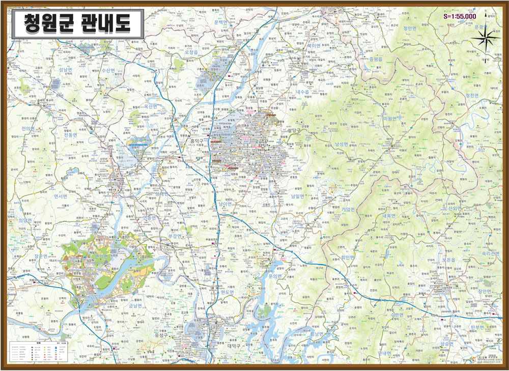 충청북도 쳥주시 청원구 지도 110cm X 80cm